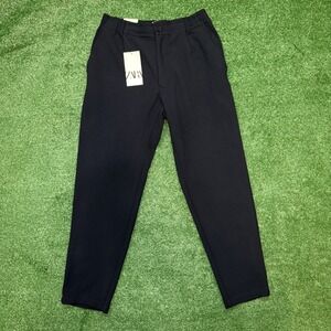 ZARA Men's Blue Relaxed Fit Elastic Waist Pants Size M Casual Trousers